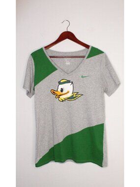 Oregon Ducks Graphic Nike Tee Women's‎ L Gray Green Licensed Apparel Football